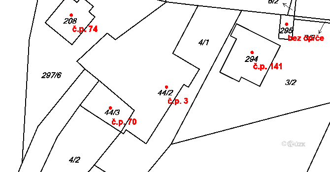 Lipí 3, Náchod na parcele st. 44/2 v KÚ Lipí u Náchoda, Katastrální mapa