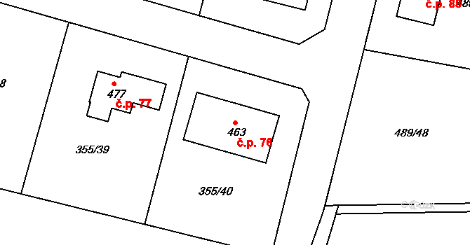 Zámostí 76, Rožďalovice na parcele st. 463 v KÚ Zámostí u Rožďalovic, Katastrální mapa