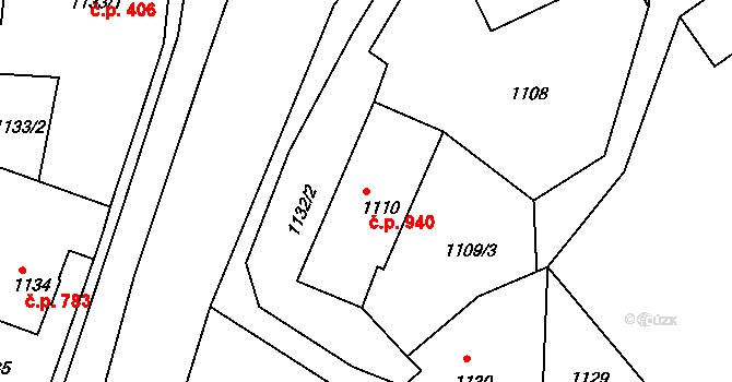 Vejprty 940 na parcele st. 1110 v KÚ Vejprty, Katastrální mapa