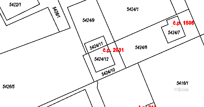 Šenov 2031 na parcele st. 5424/12 v KÚ Šenov u Ostravy, Katastrální mapa
