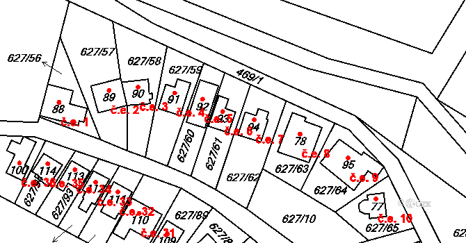 Křenůvky 6, Myslejovice na parcele st. 93 v KÚ Křenůvky, Katastrální mapa