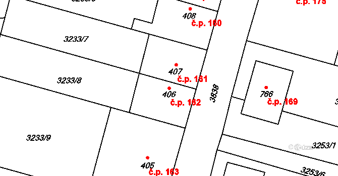 Ptení 162 na parcele st. 406 v KÚ Ptení, Katastrální mapa