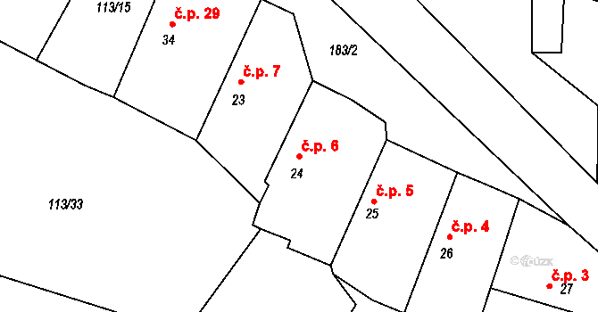 Písty 6 na parcele st. 24 v KÚ Písty u Nymburka, Katastrální mapa