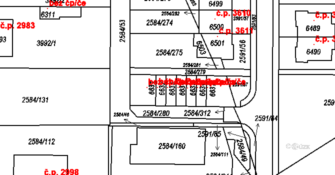 Břeclav 119258374 na parcele st. 6633 v KÚ Břeclav, Katastrální mapa