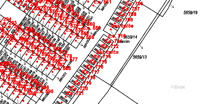 Jihlava 712 na parcele st. 5661/57 v KÚ Jihlava, Katastrální mapa