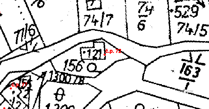 Markvartice 72, Jablonné v Podještědí na parcele st. 121 v KÚ Markvartice v Podještědí, Katastrální mapa