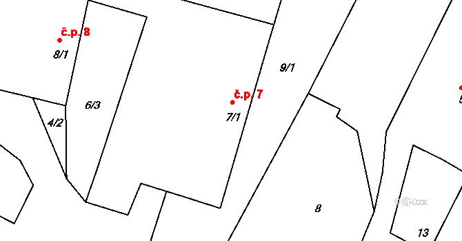 Pohoří 7, Pluhův Žďár na parcele st. 7/1 v KÚ Pohoří u Kardašovy Řečice, Katastrální mapa