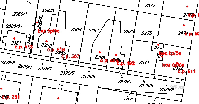 Mimoň I 496, Mimoň na parcele st. 2368 v KÚ Mimoň, Katastrální mapa