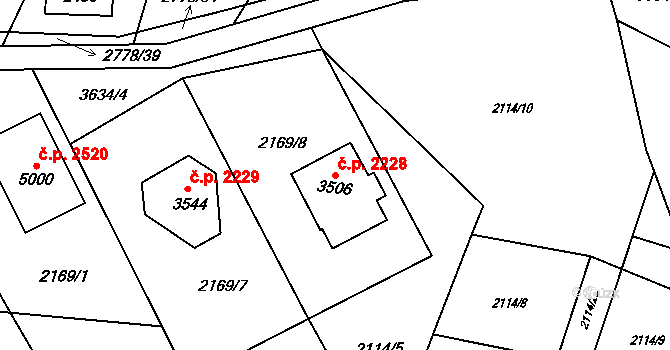 Rožnov pod Radhoštěm 2228 na parcele st. 3506 v KÚ Rožnov pod Radhoštěm, Katastrální mapa