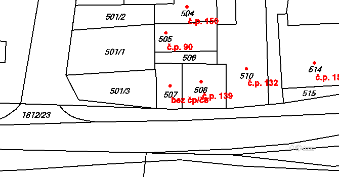 Bořitov 139 na parcele st. 508 v KÚ Bořitov, Katastrální mapa