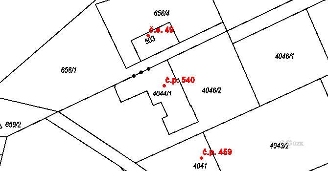 Frýdlant 540, Frýdlant nad Ostravicí na parcele st. 4044/1 v KÚ Frýdlant nad Ostravicí, Katastrální mapa