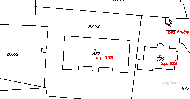 Česká Kamenice 719 na parcele st. 832 v KÚ Česká Kamenice, Katastrální mapa
