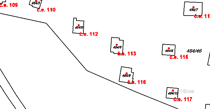 Tatrovice 113 na parcele st. 464/6 v KÚ Křemenitá, Katastrální mapa