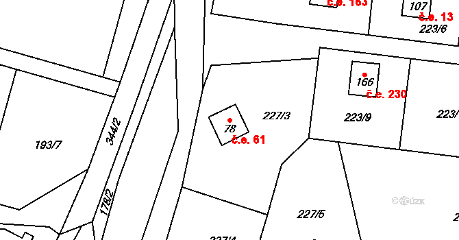 Malý Ratmírov 61, Blažejov na parcele st. 78 v KÚ Malý Ratmírov, Katastrální mapa