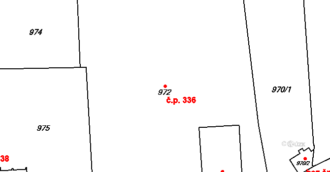 Malá Strana 336, Praha na parcele st. 972 v KÚ Malá Strana, Katastrální mapa