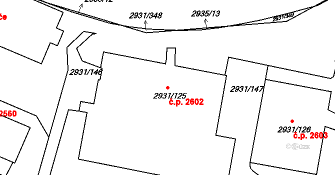 Žižkov 2602, Praha na parcele st. 2931/125 v KÚ Žižkov, Katastrální mapa