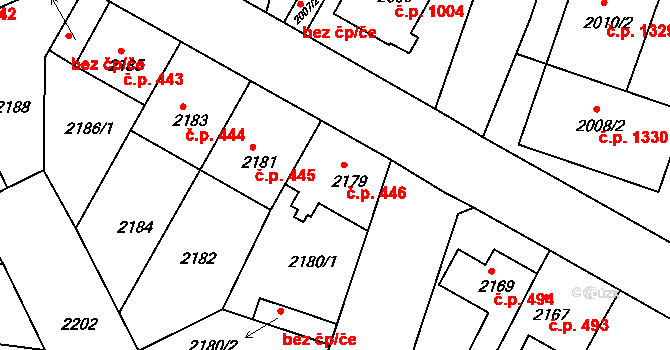 Michle 446, Praha na parcele st. 2179 v KÚ Michle, Katastrální mapa