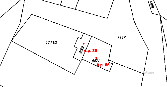 Nihošovice 85 na parcele st. 65/2 v KÚ Nihošovice, Katastrální mapa