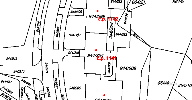 Šumbark 1141, Havířov na parcele st. 944/304 v KÚ Šumbark, Katastrální mapa