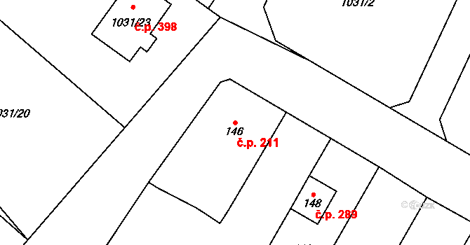 Drásov 211 na parcele st. 146 v KÚ Drásov, Katastrální mapa