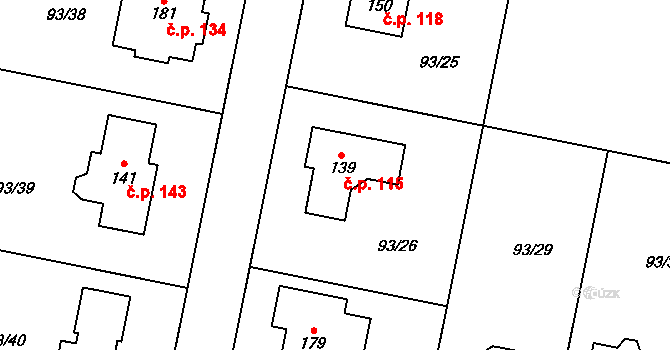 Hoděšovice 115, Býšť na parcele st. 139 v KÚ Hoděšovice, Katastrální mapa
