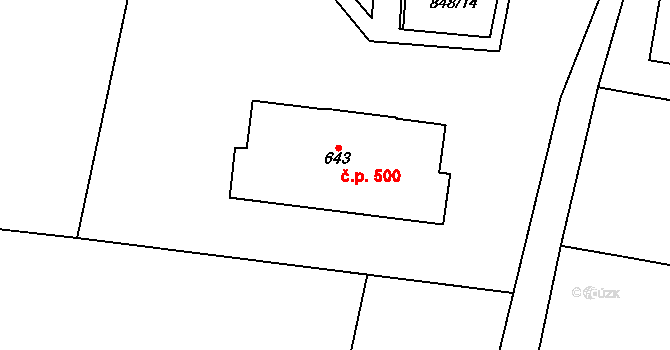 Cerhenice 500 na parcele st. 643 v KÚ Cerhenice, Katastrální mapa