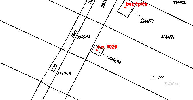 Nivnice 1029 na parcele st. 3344/54 v KÚ Nivnice, Katastrální mapa