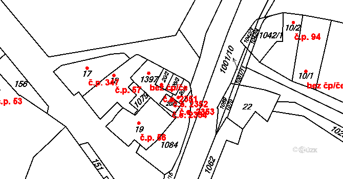 Přímětice 2352, Znojmo na parcele st. 20/3 v KÚ Přímětice, Katastrální mapa