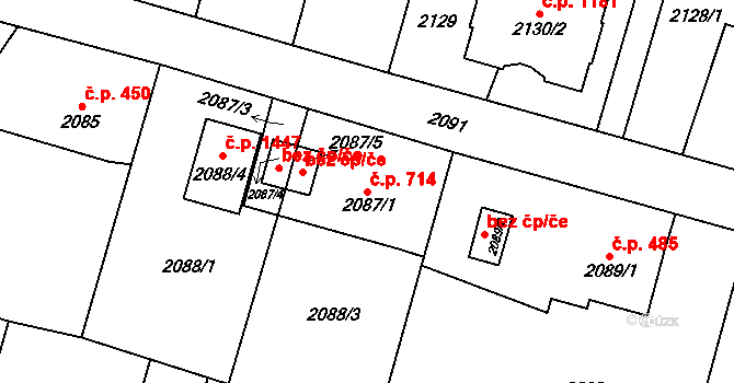 Polanka nad Odrou 714, Ostrava na parcele st. 2087/1 v KÚ Polanka nad Odrou, Katastrální mapa