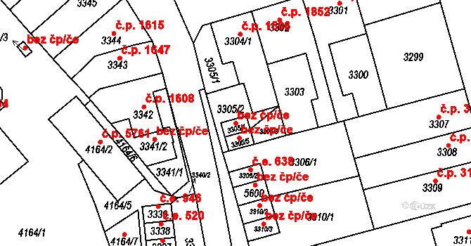 Chomutov 39097374 na parcele st. 3305/4 v KÚ Chomutov I, Katastrální mapa