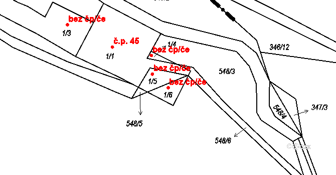 Vacov 41625374 na parcele st. 1/6 v KÚ Přečín, Katastrální mapa