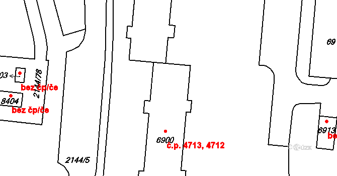 Zlín 4712,4713 na parcele st. 6900 v KÚ Zlín, Katastrální mapa