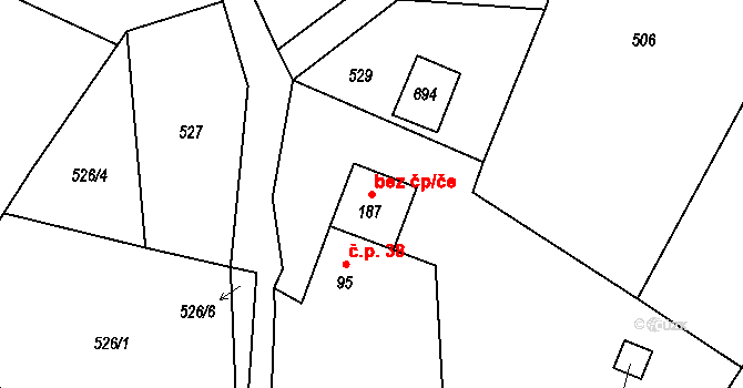 Hrádek nad Nisou 43245374 na parcele st. 187 v KÚ Dolní Suchá u Chotyně, Katastrální mapa