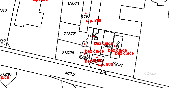Slatiňany 43714374 na parcele st. 1166 v KÚ Slatiňany, Katastrální mapa