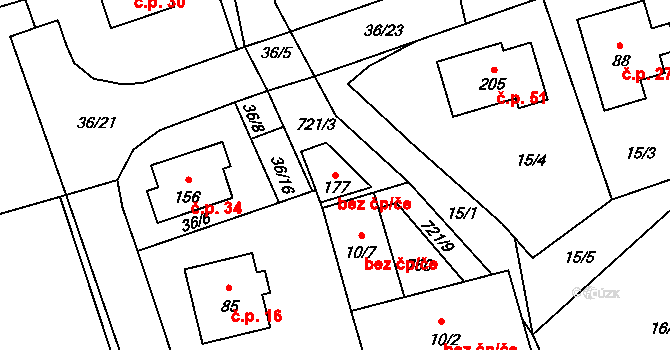 Jihlava 44501374 na parcele st. 177 v KÚ Hosov, Katastrální mapa