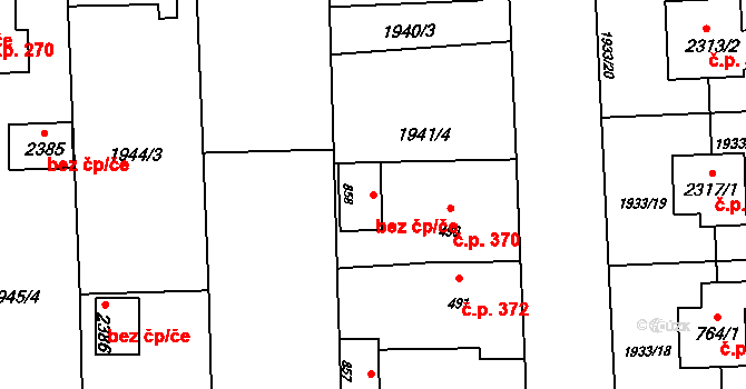Hranice 44628374 na parcele st. 858 v KÚ Drahotuše, Katastrální mapa