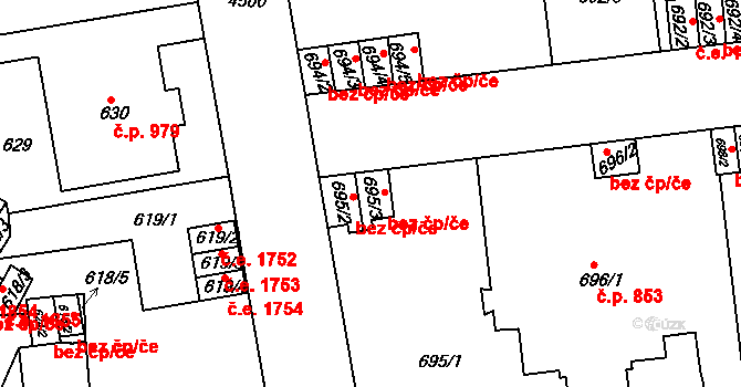 Teplice 45108374 na parcele st. 695/3 v KÚ Teplice, Katastrální mapa