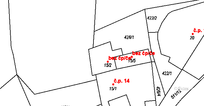 Koberovice 45247374 na parcele st. 15/2 v KÚ Lísky u Holušic, Katastrální mapa