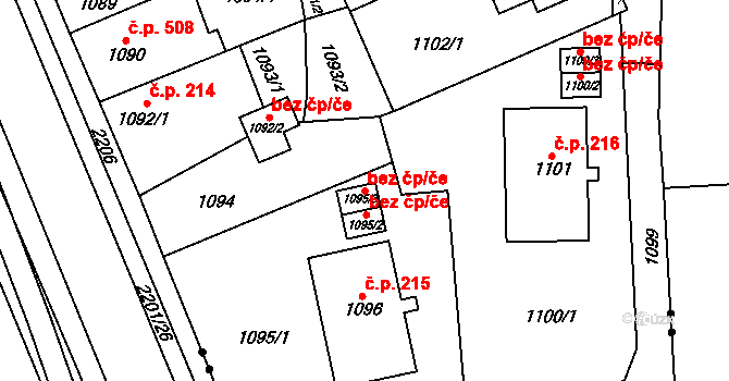 Žďár nad Sázavou 46115374 na parcele st. 1095/3 v KÚ Zámek Žďár, Katastrální mapa