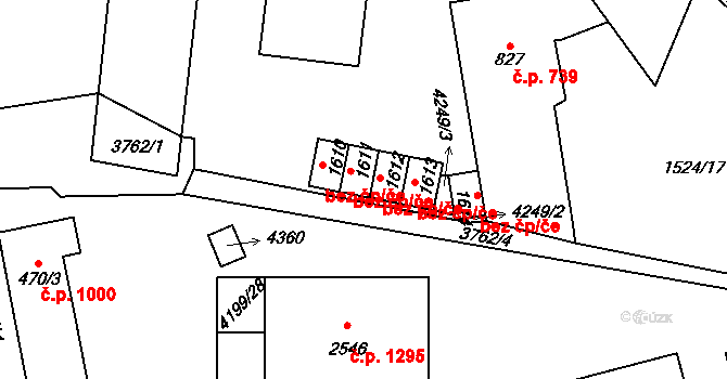 Dobřany 46231374 na parcele st. 1611 v KÚ Dobřany, Katastrální mapa