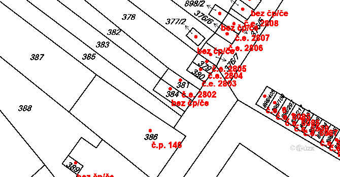 Ústí nad Labem 48279374 na parcele st. 384 v KÚ Všebořice, Katastrální mapa