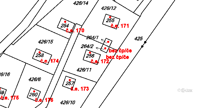 Vlastějovice 48586374 na parcele st. 264/2 v KÚ Vlastějovice, Katastrální mapa