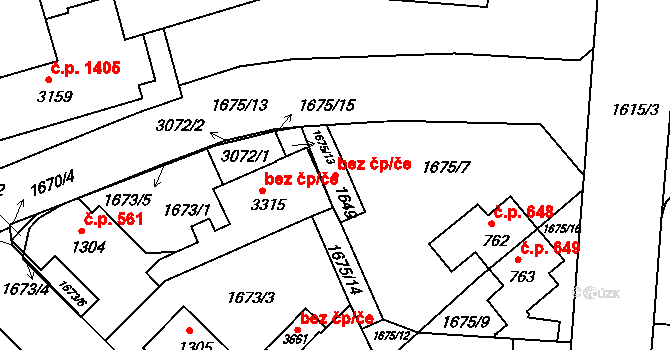 Ústí nad Orlicí 49014374 na parcele st. 1649 v KÚ Ústí nad Orlicí, Katastrální mapa