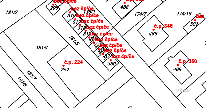 Rosice 49176374 na parcele st. 323 v KÚ Rosice u Chrasti, Katastrální mapa