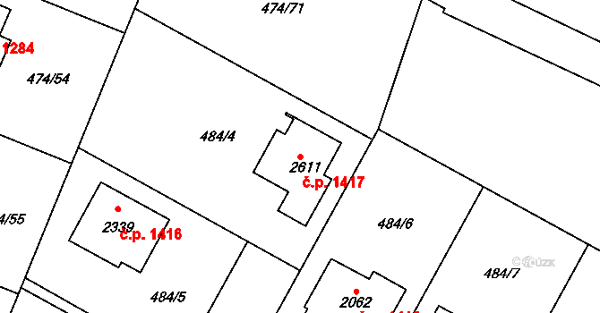 Přelouč 1417 na parcele st. 2611 v KÚ Přelouč, Katastrální mapa