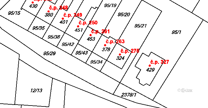 Drnovice 275 na parcele st. 324 v KÚ Drnovice, Katastrální mapa