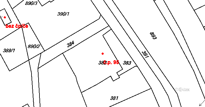 Stachovice 95, Fulnek na parcele st. 382 v KÚ Stachovice, Katastrální mapa