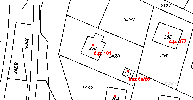 Ženklava 101 na parcele st. 276 v KÚ Ženklava, Katastrální mapa