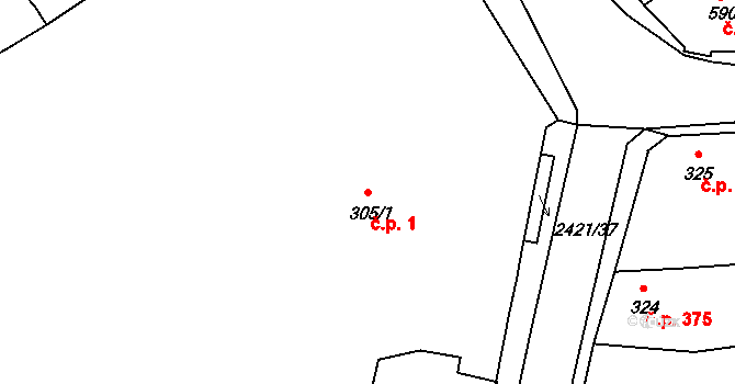 Humpolec 1 na parcele st. 305/1 v KÚ Humpolec, Katastrální mapa
