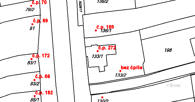 Suchov 272 na parcele st. 133/1 v KÚ Suchov, Katastrální mapa